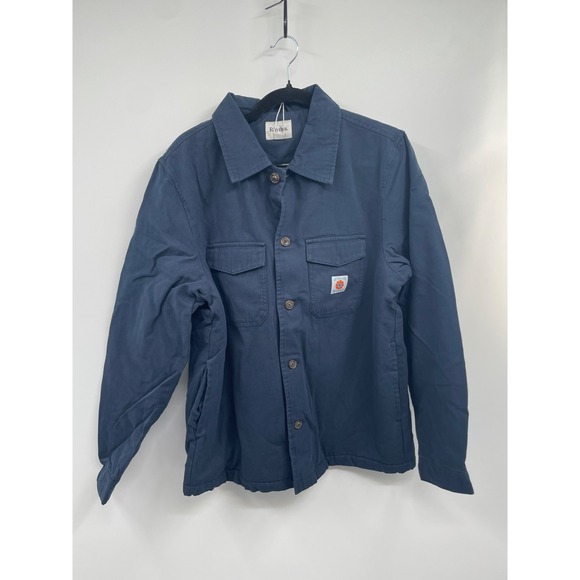 Rhythm Work Shirt Men's Medium Navy Sherpa Lined Button Front Long Sleeve NWT